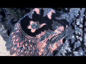 Navy 3D Velvet Lace - EB3023