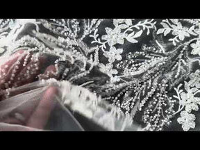 Ivory Beaded Embroidery Lace - EB1099