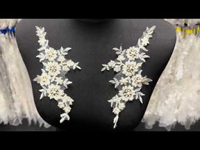 Ivory Beaded Lace Appliques - Ream