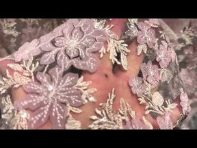 Dusky Rose Embroidered Lace - EB3053