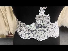 White Beaded & Corded Lace Trim - Noisy