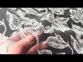 Ivory French Flock Floral Lace - Rebel