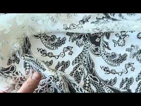 Ivory Fabric Embellished Embroidery Lace - EB3039