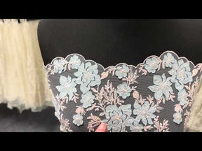 Pink & Blue Embroidered Lace - EB3053