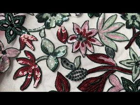 Black with Multi-colored Embroidered Lace -EB3066