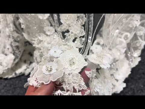 Ivory Beaded Flower Lace - Blake