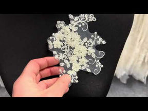 Ivory Beaded and Corded Lace Applique - Cooperation
