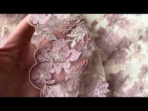 Dusky Rose Embroidered Lace - EB3053