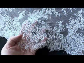 Ivory Hand Beaded Raschel Lace - Decima