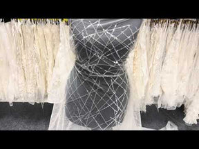 Ivory Embroidered Sequin Tulle - EB3022