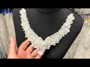 Ivory/Silver Beaded Applique - T608