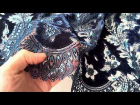 Navy 3D Velvet Lace - EB3023