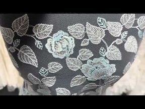 Silver and Blue Embroidery Lace - EB5042