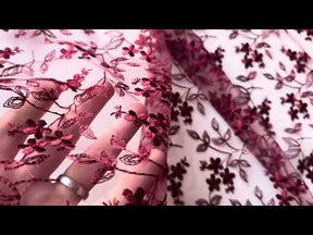 Wine Embroidered Lace - P625