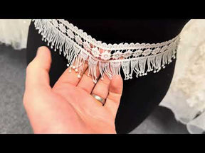 Ivory Fringed Guipure Lace Trim - EH4008