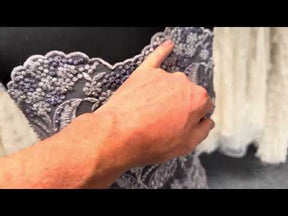 Grey/Indigo Embroidered Tulle - EB1013