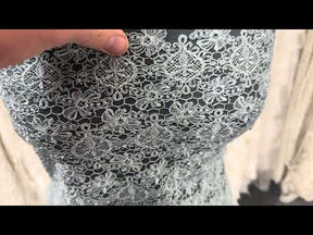 Duck Egg Embroidered Lace - EB5010