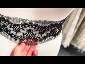Black/Crystal Crystal Beaded French Chantilly Edging - T176