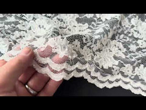 Dark Ivory Beaded Raschel Lace - P395