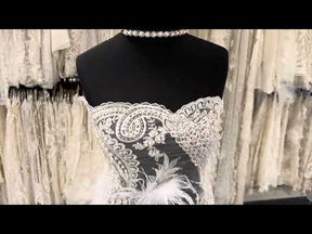 Ivory Beaded with White Feathers Lace - Chantelle