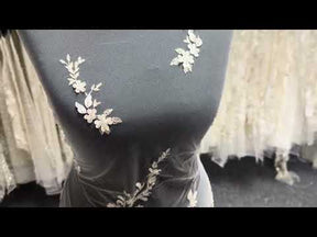Champagne/Silver Emb Beaded Tulle - EB1073