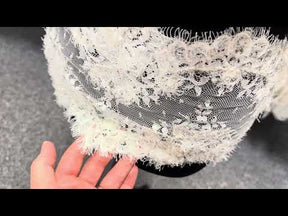 Ivory Frilly Beaded Sequin Lace Edging - T625