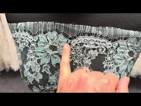Duck Egg Blue Beaded Chantilly Lace - P360