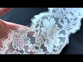 Ivory Corded Chantilly Lace Trim - Grusso