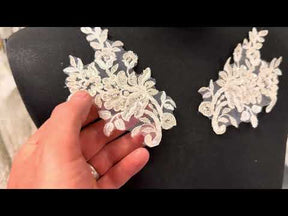 Ivory Beaded Lace Appliques - T893