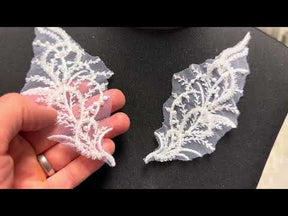 White Beaded Lace Appliques - MT4012