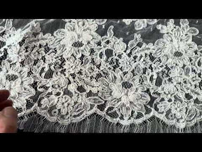 Ivory Corded and Beaded French Lace - P251