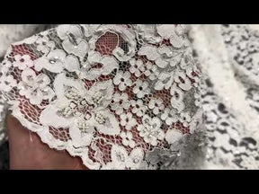 Ivory Beaded and Corded Lace - Austria