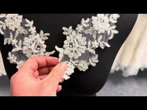 Ivory Beaded Lace Appliques - T63