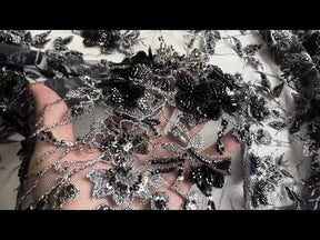 Black & Silver Embroidered Lace - Aretha
