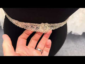 Ivory/Crystal Crystal Beaded Sequin Edging - T194