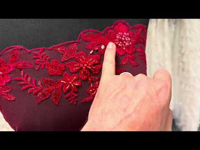 Red Embroidered Beaded Tulle - EB1007