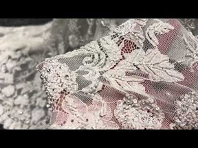 Ivory Hand Beaded Raschel Lace - Severiano