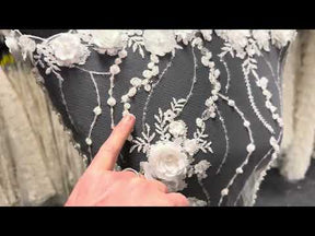 Ivory 3D Beaded Tulle - EB1008