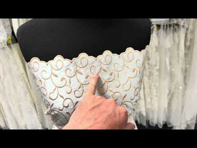 Ivory/Honey Embroidered Duchess Satin - P476