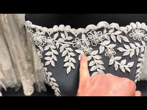 Ivory 3D Embroidered Beaded Tulle - EB1006
