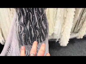 Lavender Embroidered Beaded Tulle - EB1068