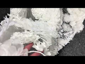 Ivory 3D Emb Beaded Tulle - EB1109