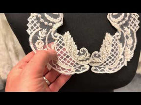 Ivory Beaded Lace Appliques - T550