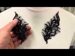 Black Beaded Lace Appliques - MT4012