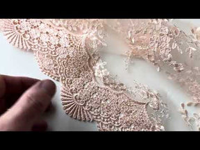Light Salmon Embroidered Lace - Kirsty