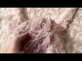 Dusky Pink Embroidered Sequin Tulle – EB3008