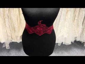 Wine Embroidered Edging - T131