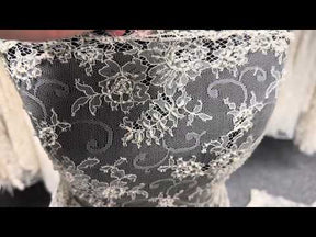 Ivory Beaded Chantilly Lace - P342
