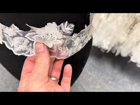 Ivory/Silver 3D Embroidered Beaded Edging - T646