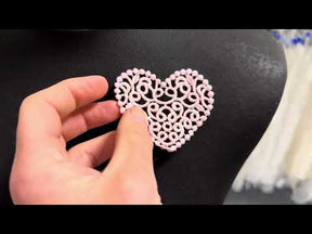 Pink Embroidered Heart Applique - T950